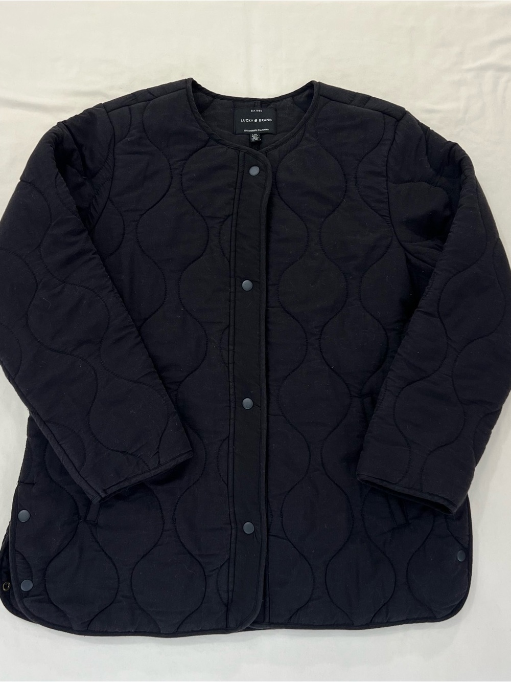 Lucky Brand Women's Black Quilted Snap-Front Jacket